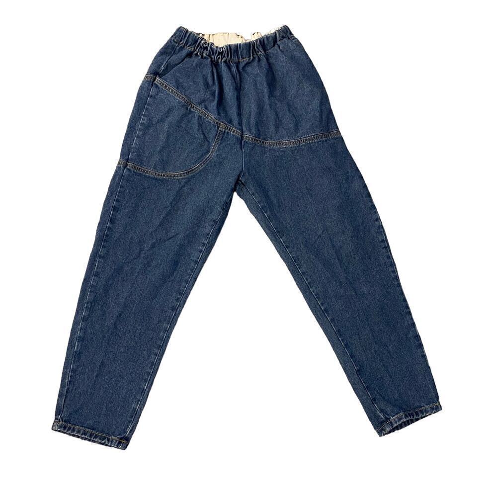 Vintage Blue Straight Leg Elastic High Rise Dark Denim Jegging Pants jeans 28